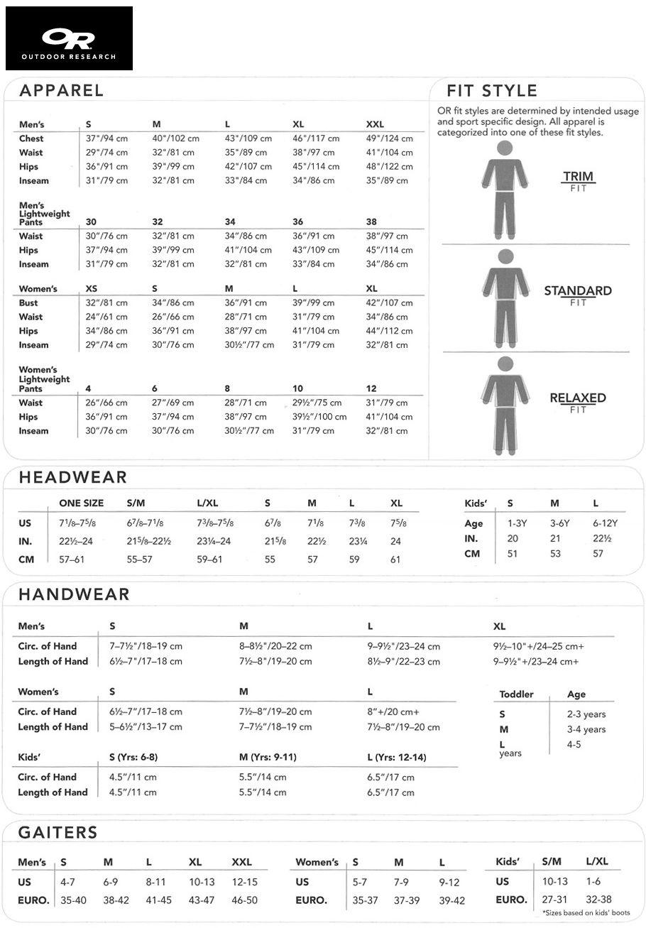 Pampeano Size Guide – Outdoor and Country