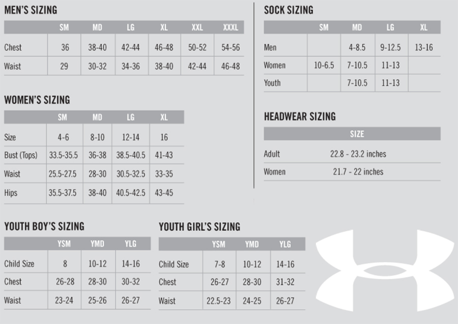 Under Armour Size Chart Women