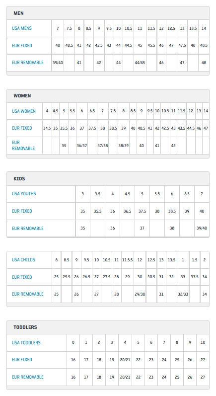 KAMIK - Sizing Chart