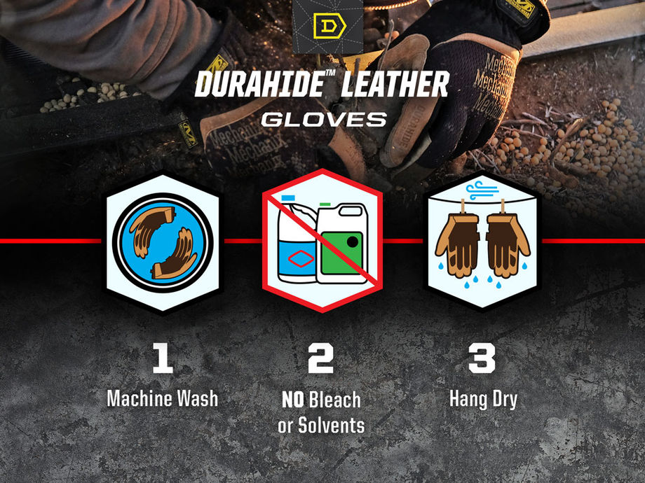 Mechanix Wear® DuraHide® Washing Instructions